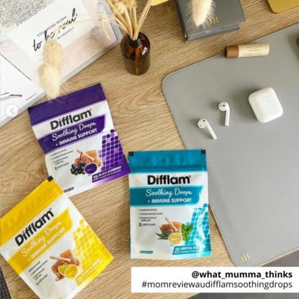 Difflam Soothing Drops + Immune Support Honey & Lemon 20 Drops - OhYouLuckyDuck.com.au