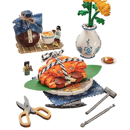 LOZ 1945 Food Series Hairy Crab Mini Building Blocks 1030 Pieces