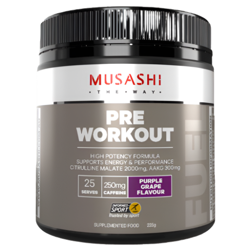 Musashi Pre Workout Purple Grape 225g - OhYouLuckyDuck.com.au