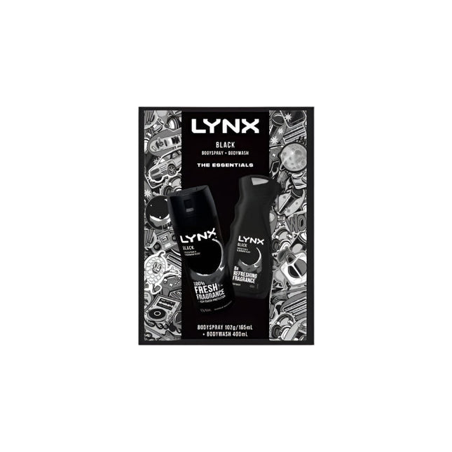 Lynx Black Duo Men's Gift Set Full-Sized Body Spray & Body Wash Set
