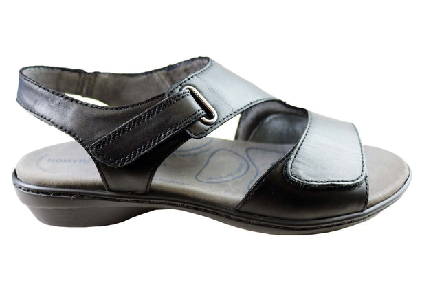 Homyped Avril Women's Leather Comfort Sandals Dark Silver Size 6