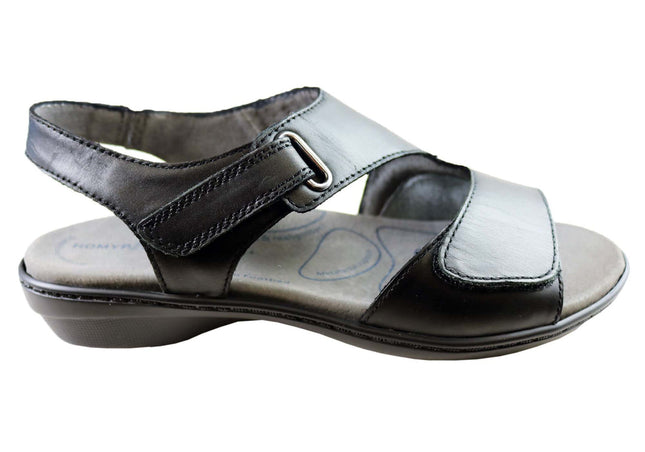 Homyped Avril Women's Leather Comfort Sandals Dark Silver Size 6