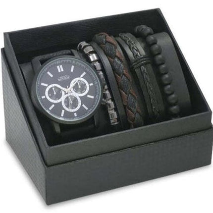 Men's Republic 5 Piece Watch with 4 Bracelets Black