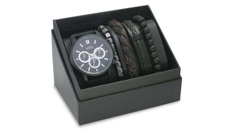 Men's Republic 5 Piece Watch with 4 Bracelets Black