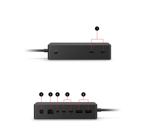 Microsoft Surface Dock 2  Compatible With Surface Pro 5 6 7 8 X Laptop 1 2 3 4, Book 2 3  Go 1 2 - Refurbished