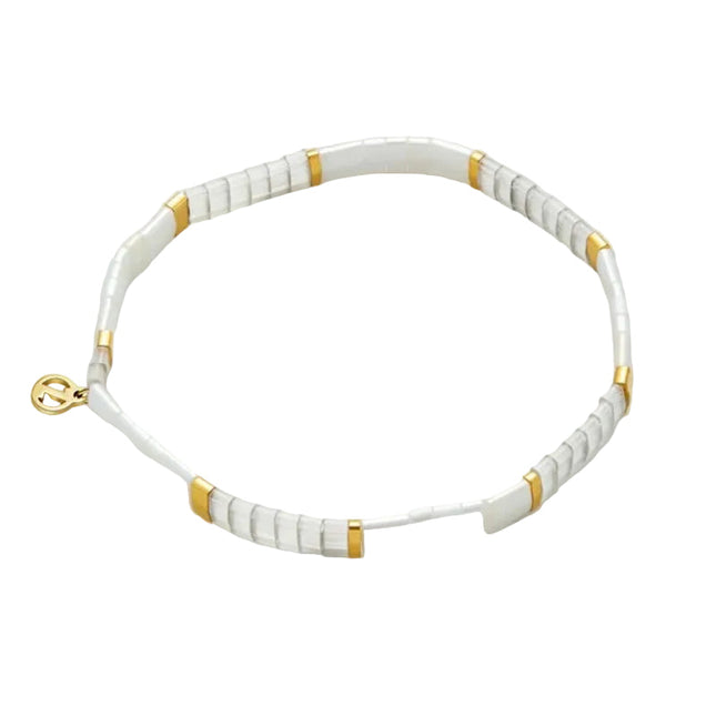 Zafino Tile Bracelet in Grey Enamel for Women Stretch Fit Stacking Jewellery