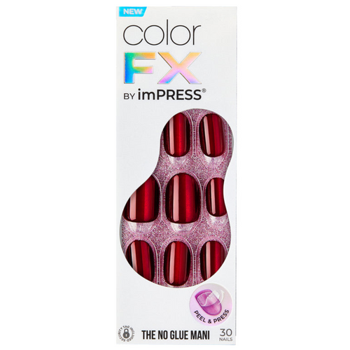 Packaging of Color FX by Impress nail product with red nail designs on a white background