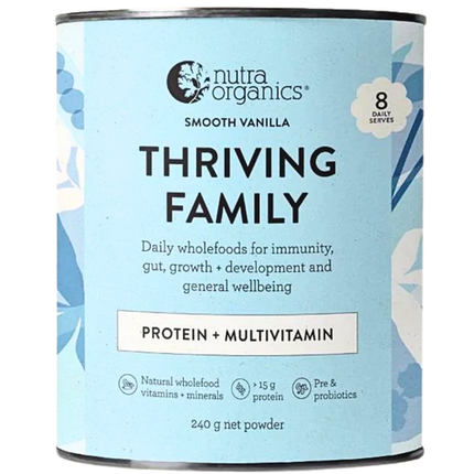Nutra Organics Thriving Family Smooth Vanilla Protein And Multivitamin Powder 240G