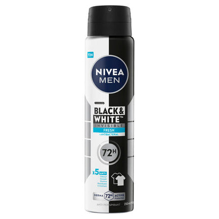 Nivea Men Invisible Black and White Fresh Anti Perspirant Aerosol Deodorant 250ML
