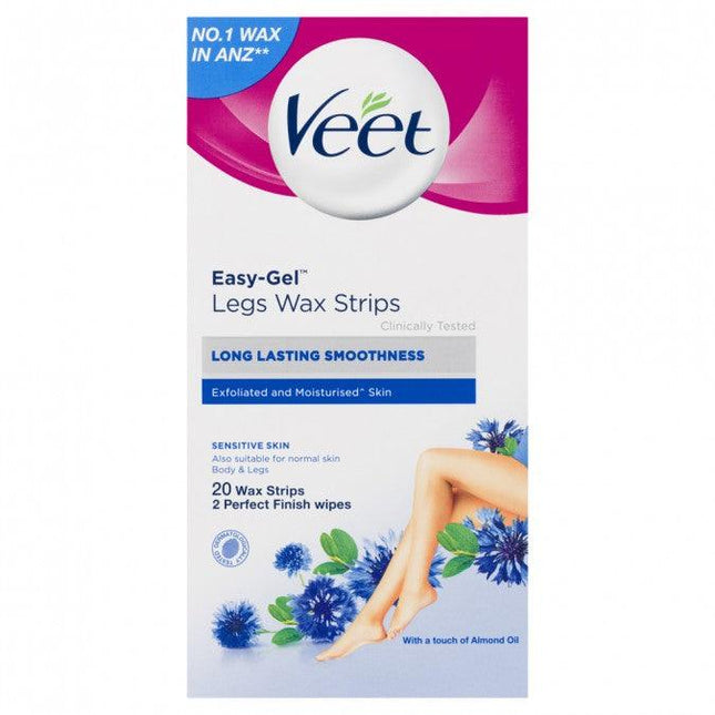 Veet Easy-Gel Legs Wax Strips Sensitive Skin 20 Pack - OhYouLuckyDuck.com.au