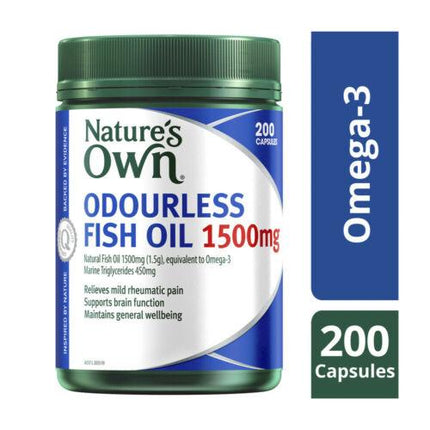 Natures Own Odourless Fish Oil 1500mg 200 Capsules - OhYouLuckyDuck.com.au