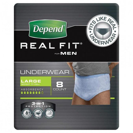 Depend Real Fit For Men Underwear, Heavy Absorbency, Large, 8 Pants - OhYouLuckyDuck.com.au