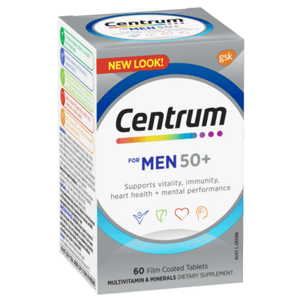 Centrum for Men 50+ Multivitamin 60 Tablets - OhYouLuckyDuck.com.au