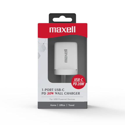 Maxell USB C Wall Charger 1 Port 20W Power Delivery Fast Charging Adapter