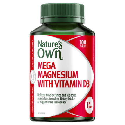Natures Own Mega Magnesium with Vitamin D3 100 Tablets - OhYouLuckyDuck.com.au