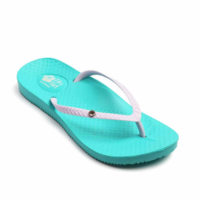 Tiki Girl Thong Slipper Aqua Size 5 to 5.5