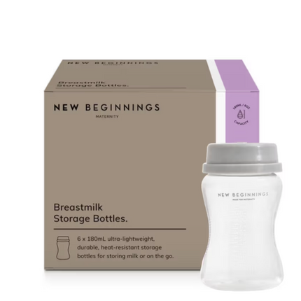 New Beginnings Breast Milk Storage Bottle 180ml 6pcs - OhYouLuckyDuck.com.au