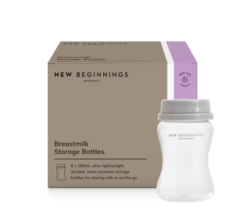 New Beginnings Breast Milk Storage Bottle 180ml 6pcs - OhYouLuckyDuck.com.au