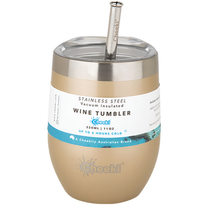 Cheeki Insulated With Stainless Steel Straw Gold 320mL