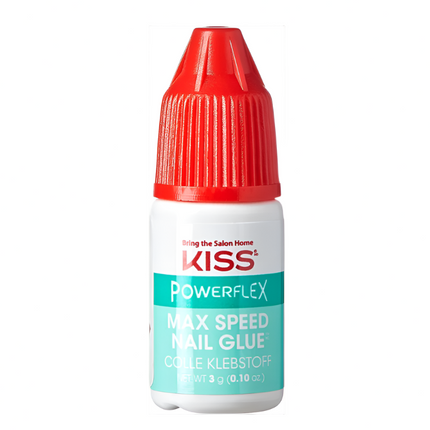 KISS Powerflex Max Speed Nail Glue bottle with red cap on a white background