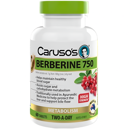 Carusos Berberine 750 60 Tabs