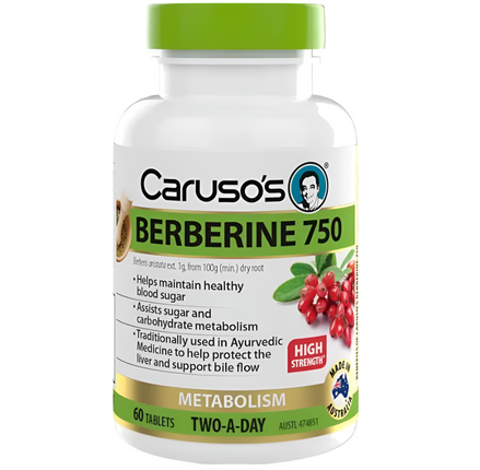 Carusos Berberine 750 60 Tabs