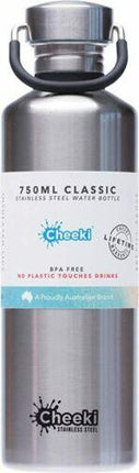 Cheeki Classic Stainless Steel Water Bottle Silver 750ml - OhYouLuckyDuck.com.au