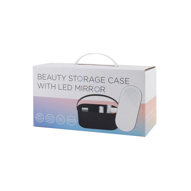 Gibson Gifts Beauty Storage Case With Led Mirror Black
