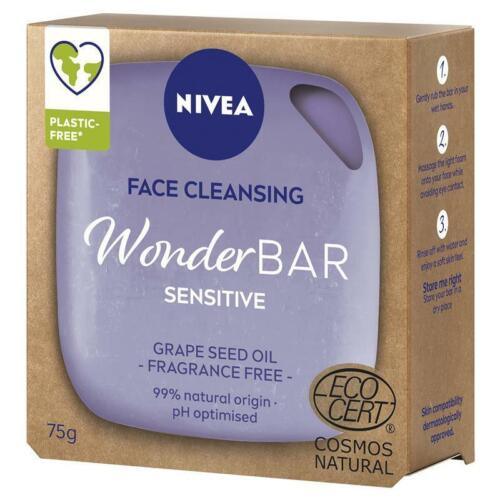 Nivea Face Cleansing Wonderbar Sensitive Grape Seed Oil 75g - OhYouLuckyDuck.com.au