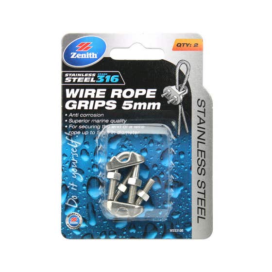 Zenith Wire Rope Grip Stainless Steel 5mm 2 Pack