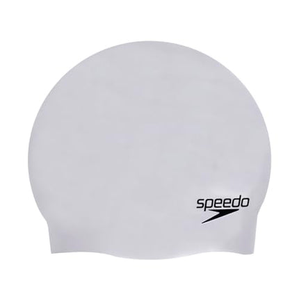 Speedo Plain Moulded Silicone Swimming Cap Chrome