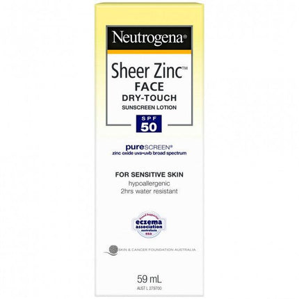 Neutrogena Sheer Zinc Face Lotion SPF 50 59mL - OhYouLuckyDuck.com.au