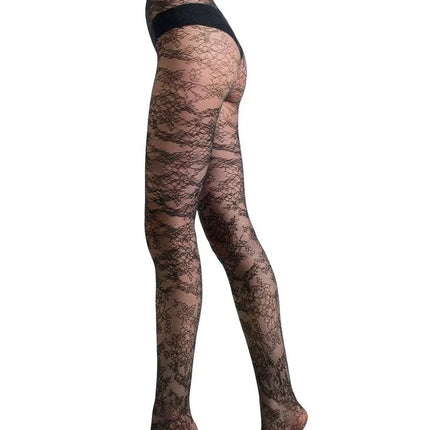Levante Emilia Floral Tights in Nero