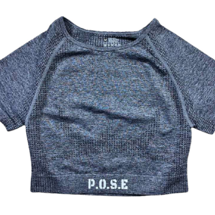 P.O.S.E Endurance Seamless Sports Gym Crop Top Short Sleeves