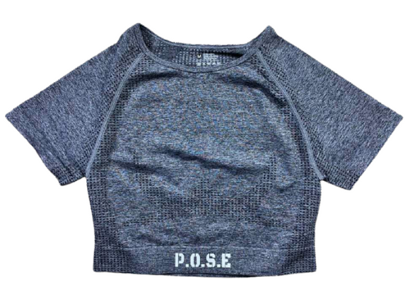 P.O.S.E Endurance Seamless Sports Gym Crop Top Short Sleeves