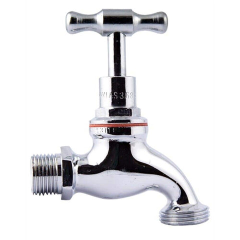 Mildon T Head Hose Cock Male Chrome 15mm 1/2