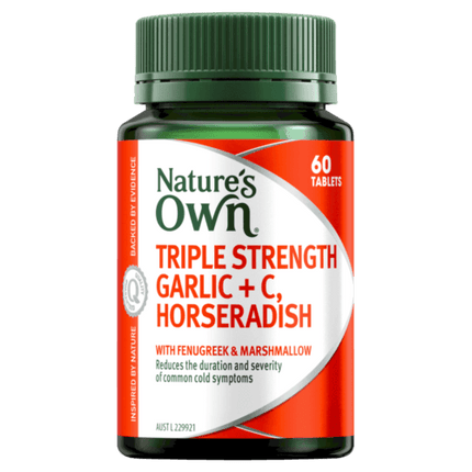 Natures Own Triple Strength Garlic Plus C Horseradish 60 Tablets - OhYouLuckyDuck.com.au