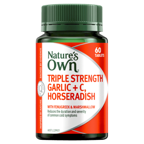 Natures Own Triple Strength Garlic Plus C Horseradish 60 Tablets - OhYouLuckyDuck.com.au