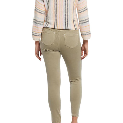 Tribal 5 Pocket Pull On Ankle Pant With Front Leg Slit Fern