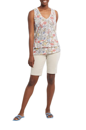 Tribal Sleeveless Top With Double Frill Fern