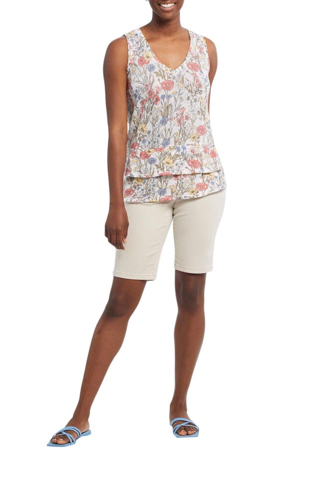 Tribal Sleeveless Top With Double Frill Fern