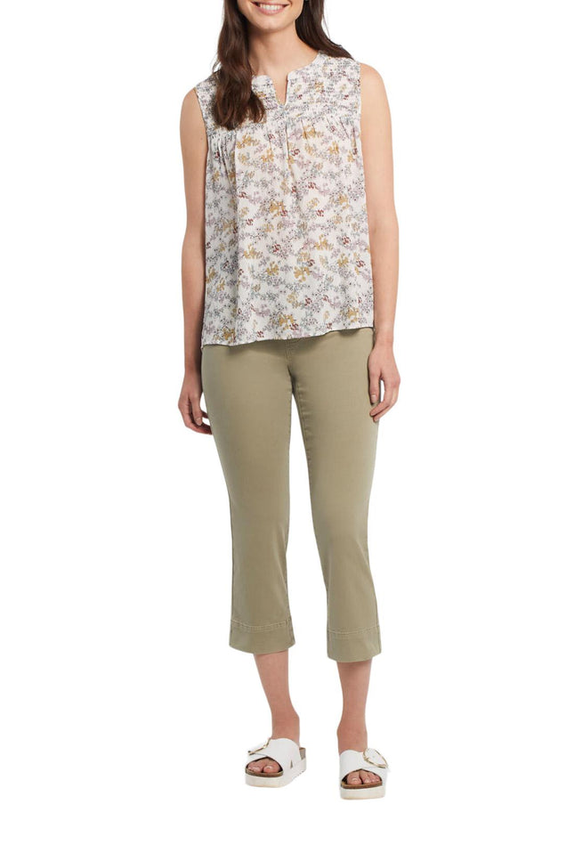 Tribal 5 Pocket Pull On Kick Flare Capri Fern