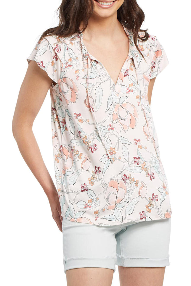 Tribal Flutter Sleeve Blouse Rosy Cheeks