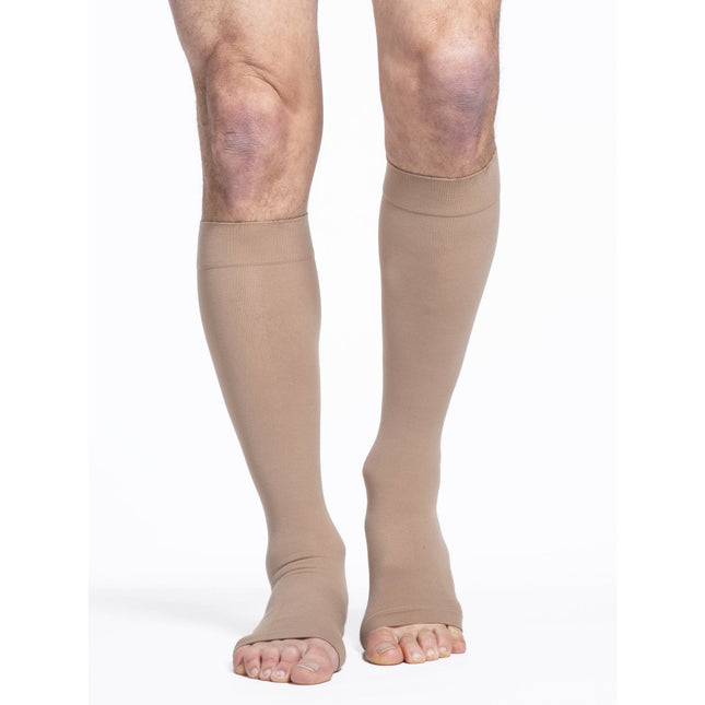 Sigvaris Essential Cotton Calf Medium Long Unisex Open Toe Beige