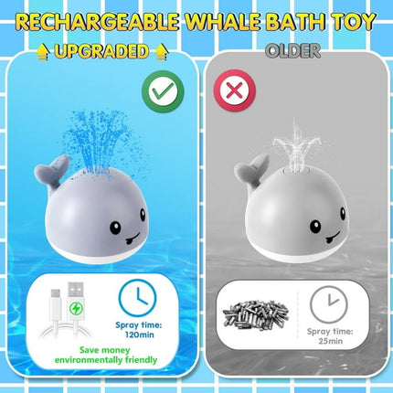 Whale Automatic Water Spray Baby Bath Toys with LED Lights USB Rechargeable