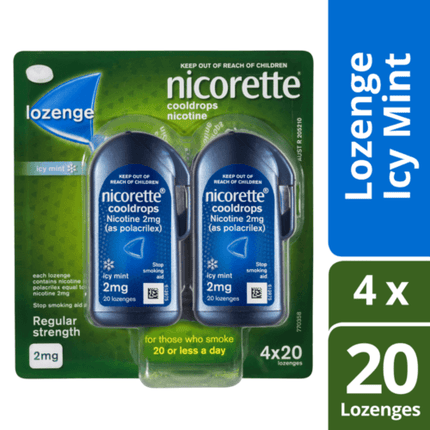 Nicorette Nicotine Lozenges Icy Mint 2mg 80 Lozenges - OhYouLuckyDuck.com.au