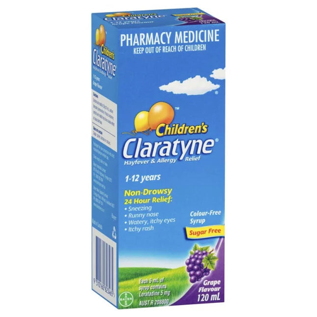 Claratyne Childrens Syrup 1 To 12 Years Grape 120ml - OhYouLuckyDuck.com.au