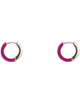 Witchery Enamel Crystal Huggie Hoop Earrings in Gold