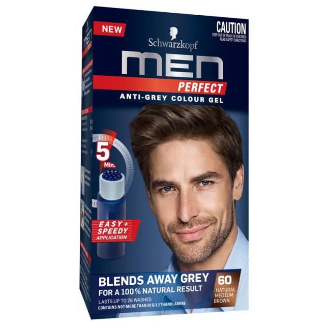Schwarzkopf Men Perfect Anti-Grey Colour Gel 60 Natural Medium Brown - OhYouLuckyDuck.com.au
