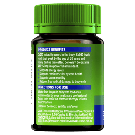 Cenovis CoEnzyme Q10 150mg 30 Capsules - OhYouLuckyDuck.com.au
